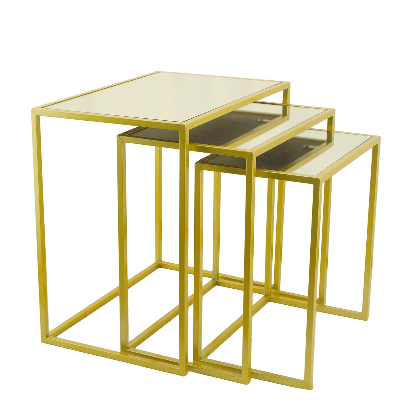 935321, 3 PC Rectangular Nesting End Mirror Top Table Set