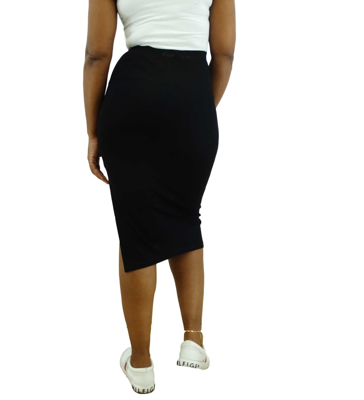 412290059N, Praga - Ladies Knit W/Split Long Skirt - Black (S-L)
