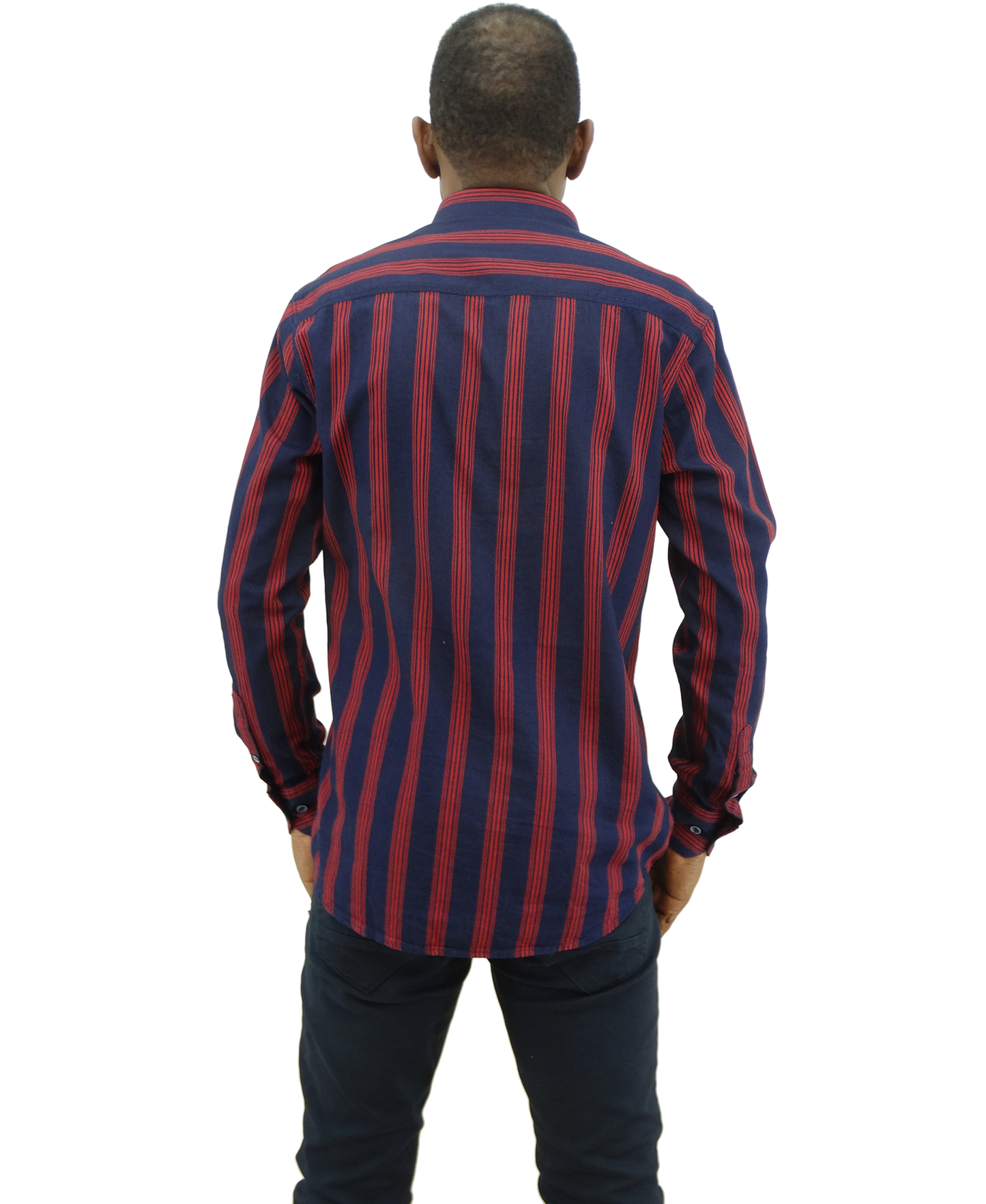 523M23075, Morelli - Men's L/S Classic Fit Shirt - Red/Blue Stripe (S-XL)