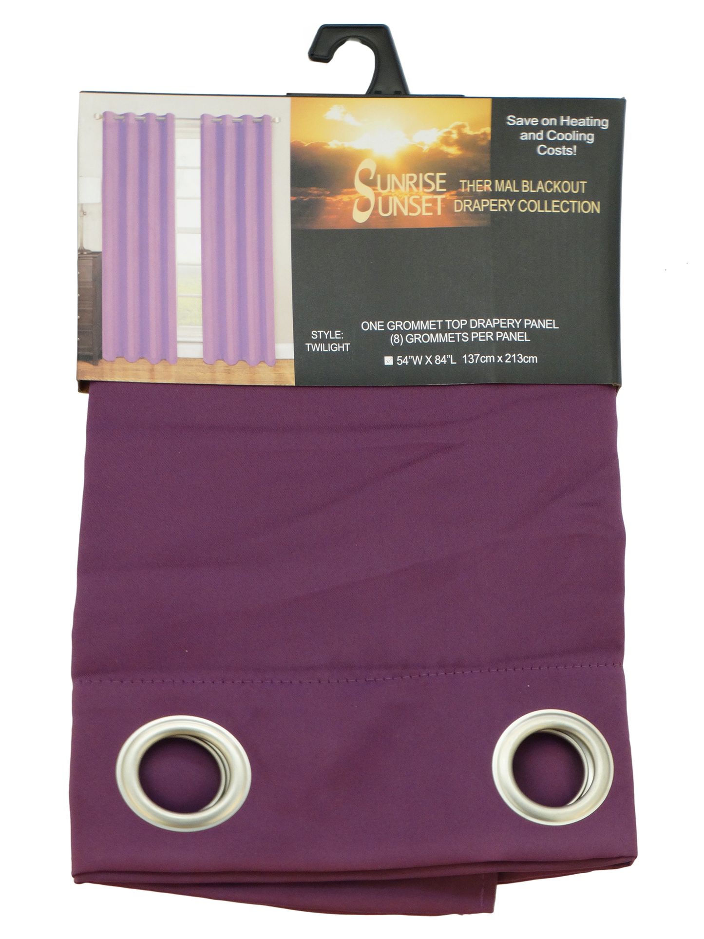 853803, One Solid Grommet Top Drapery Panel Purple