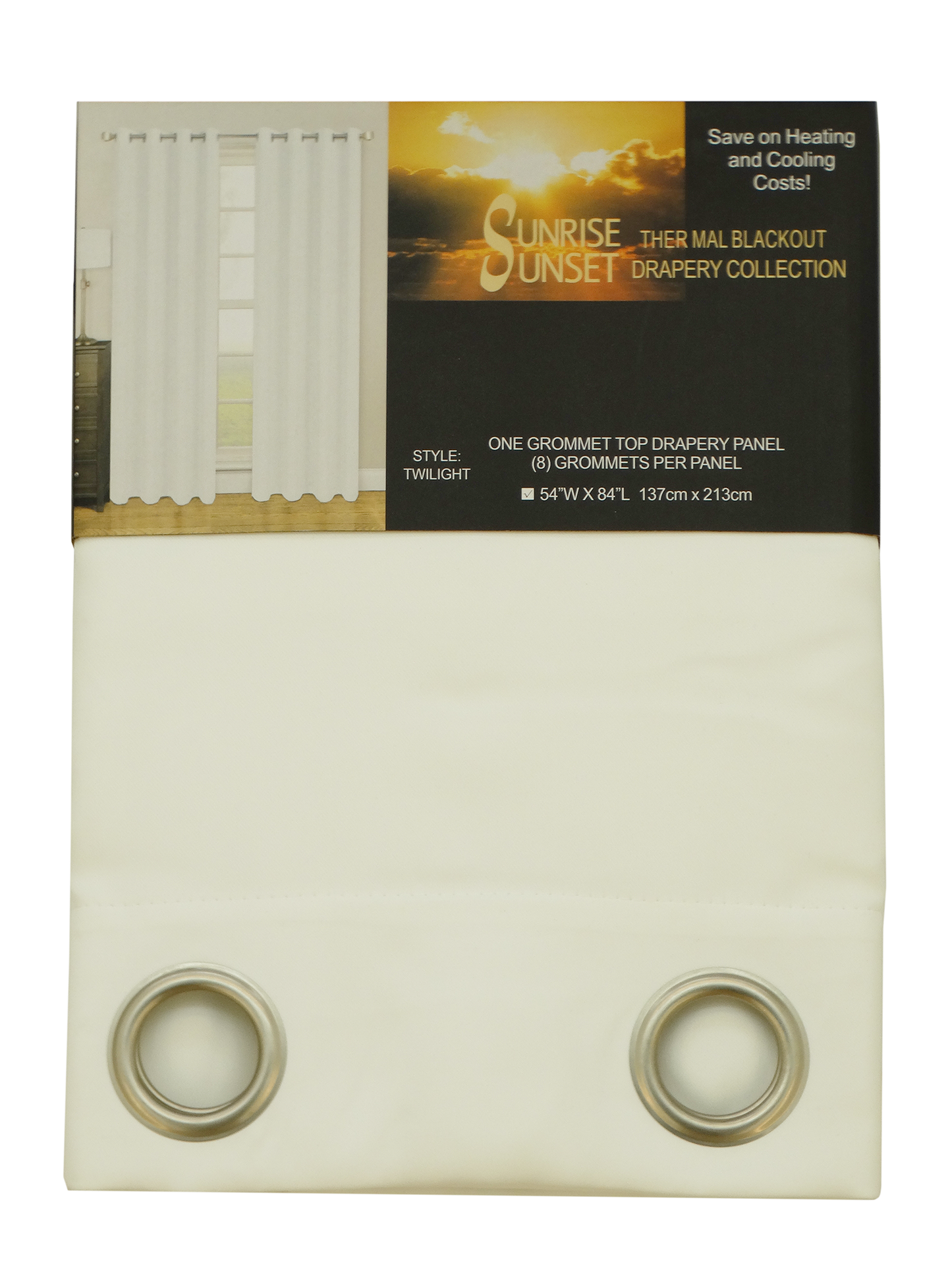 852400, Sunrise Sunset - Twilight, Window Curtain 54"84" - White