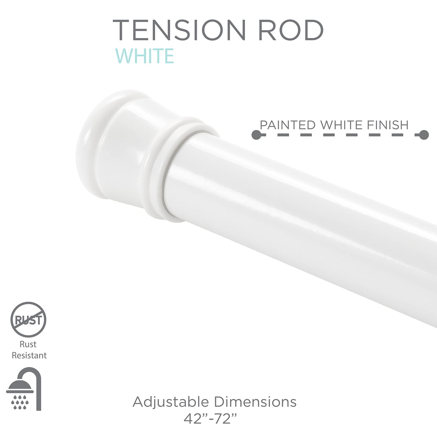 Popular Bath Nichole Shower Tension Rod (42X72 IN White)