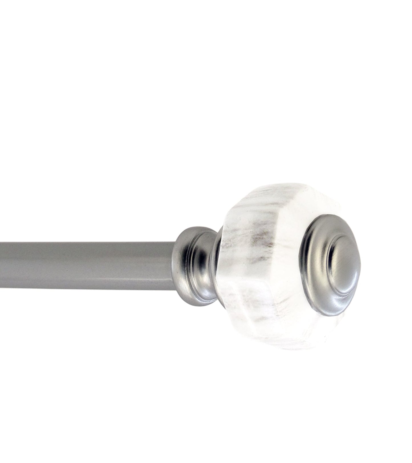 993684, Waverly - Viviano Marble 3/4" Curtain Rod 24-48" Silver