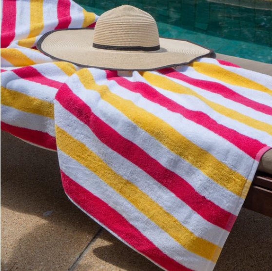 CABOCABANARY,Cabana Raspberry/Solar Power Beach Towel (30x70) Red/Yel