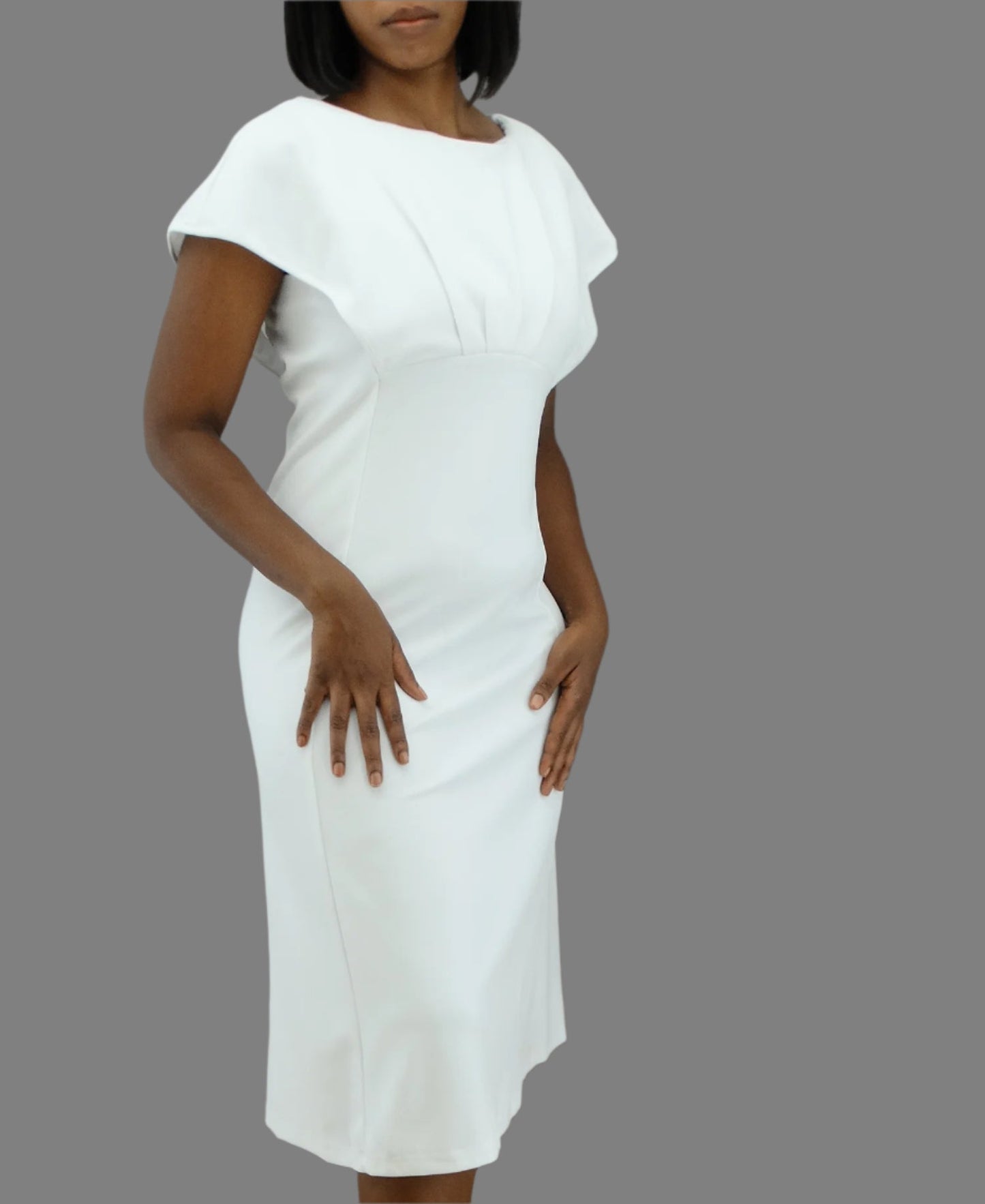 SCS438, ILE - Women's Cap Sleeve Dress w/Pleat Detail (8-18)