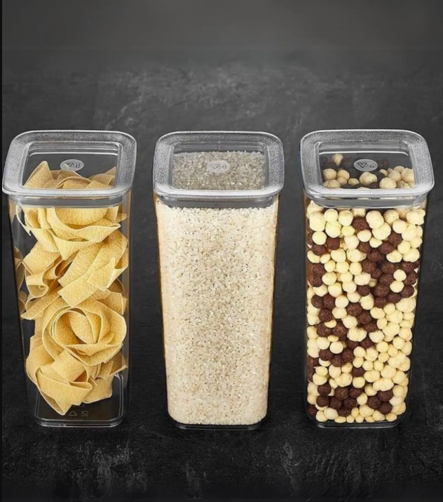 VP265, VIP Ahmet - 3Pc Square Acrylic Storage Containers w/Lid (3x1700ML)
