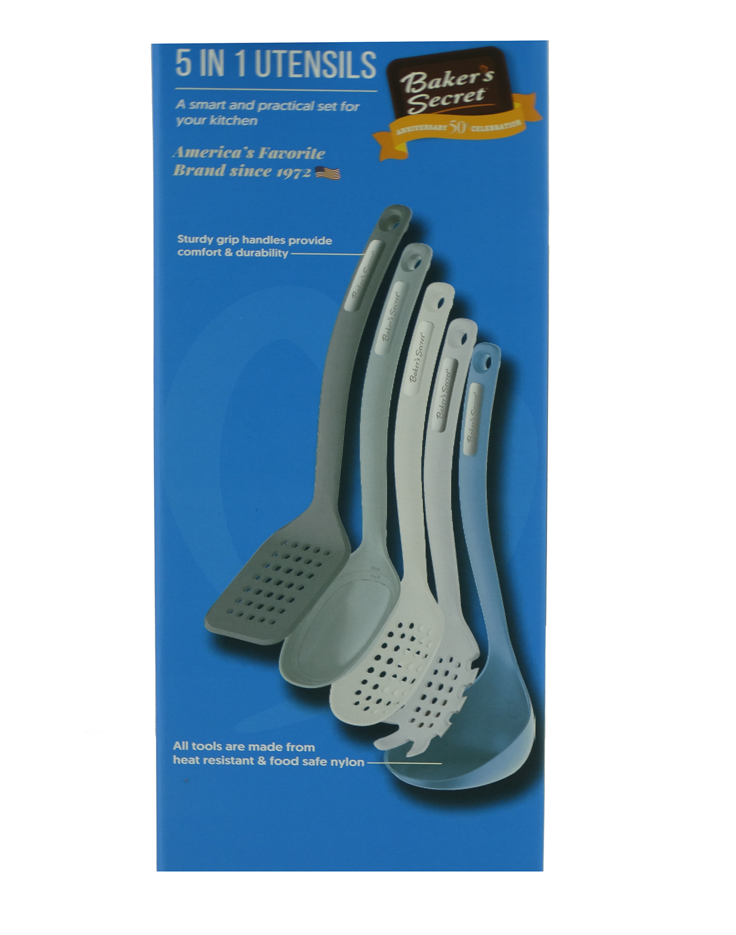 BS40455, Baker's Secret - 5IN1 Nylon Kitchen Utensils (32cm)