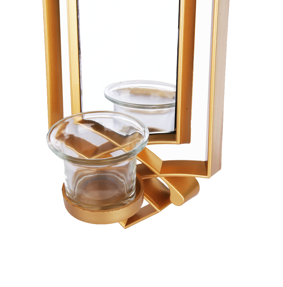 672833, Yiwu Ba., 2Pc Wall Mounted Candle Holders W/Mirror Asstd
