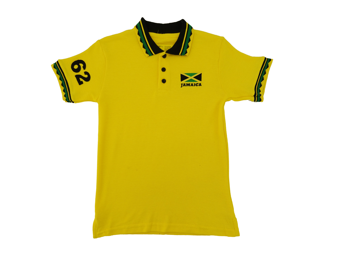 3247-62 Children Classic patch sleeve Polo Green, Yellow