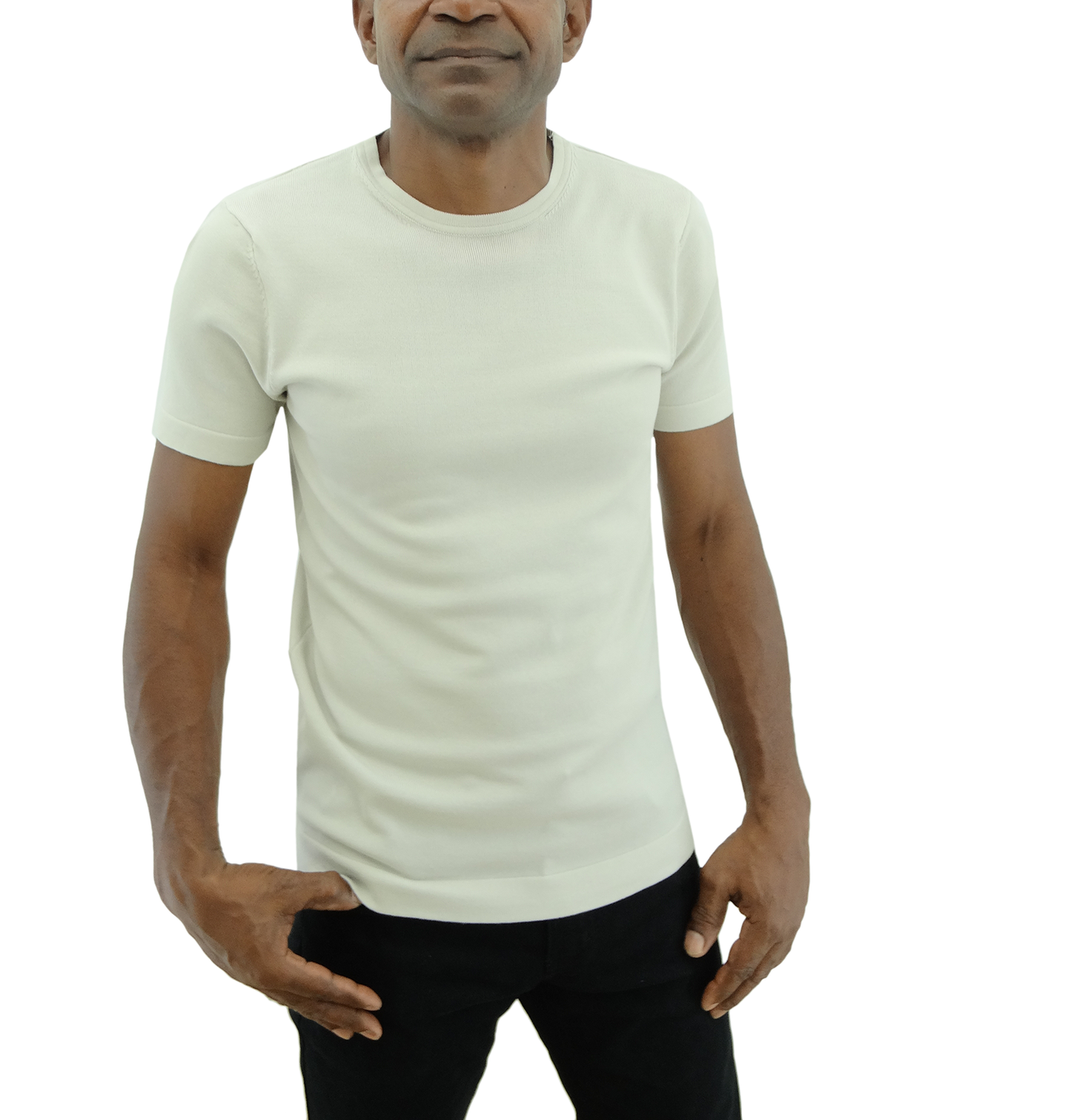009M24151, Morelli - Men's Short Sleeve Round Neck T-shirt - Sand (S-XL)
