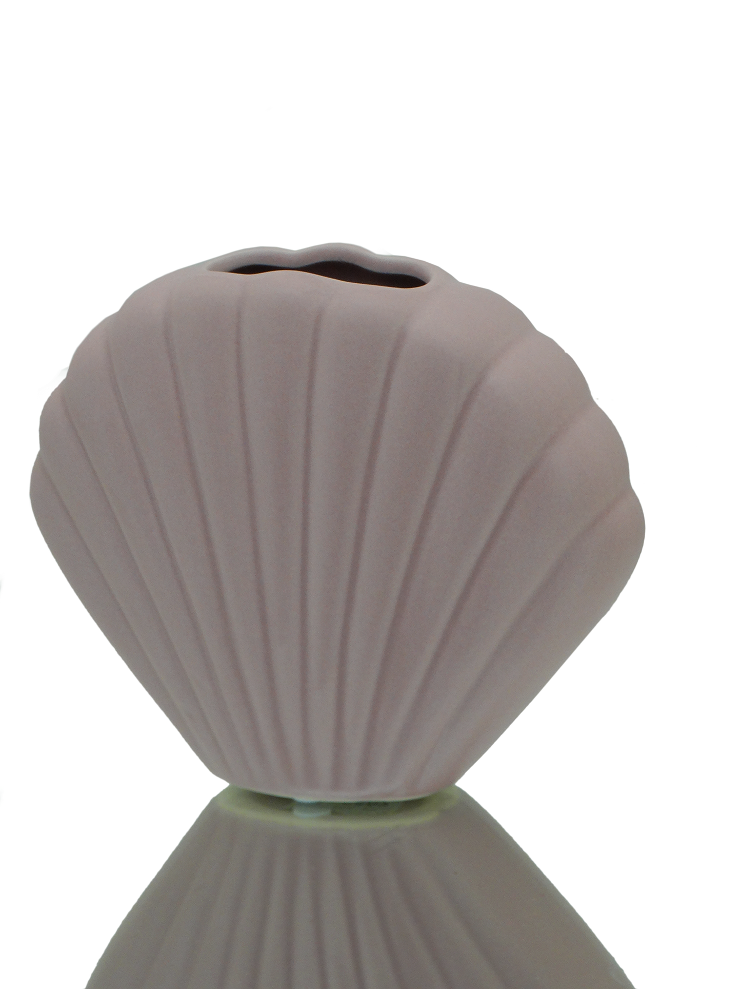 071250, Yiwu Ba., Ceramic Clam Vase Pale Mauve