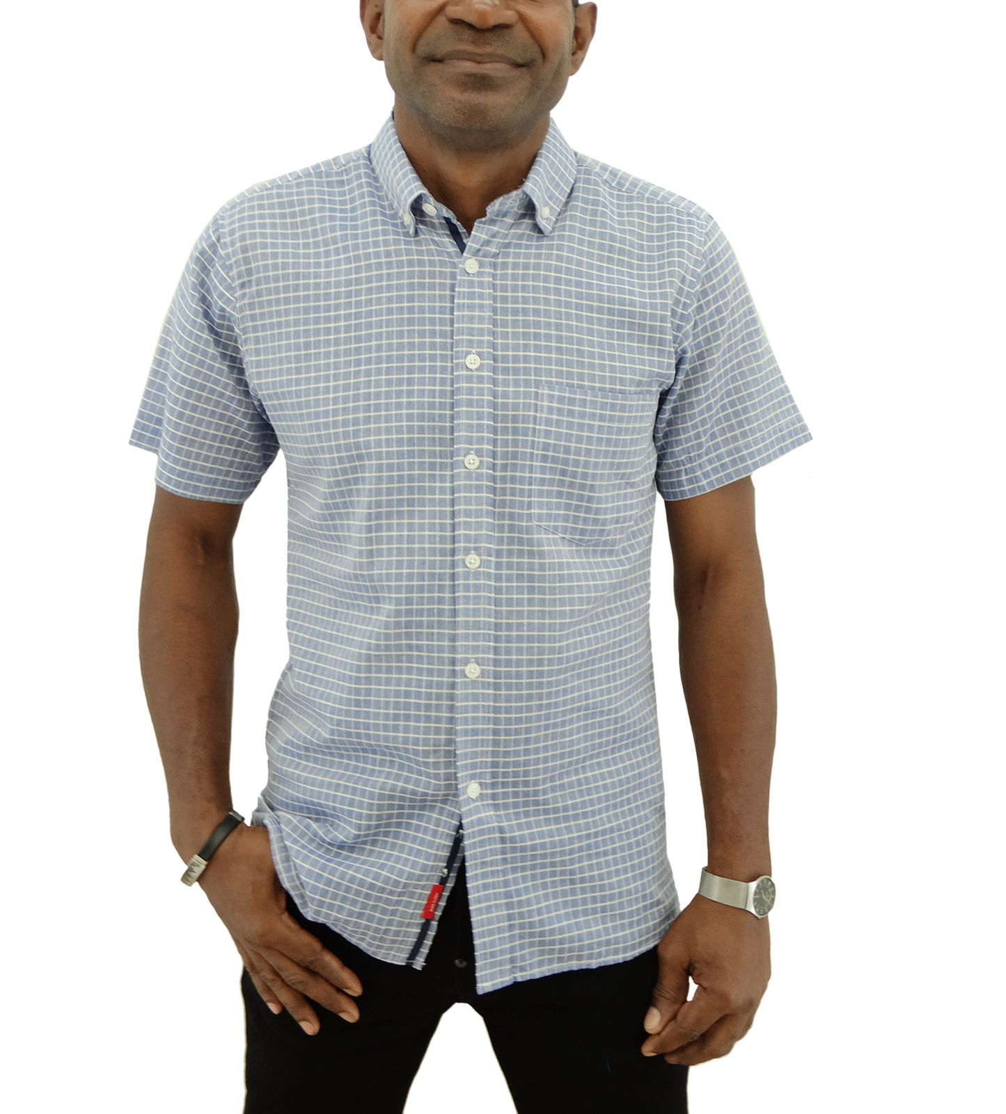 13S1896P,Oleg Cassini  Men's S/Sleeve Basic Checks Shirts