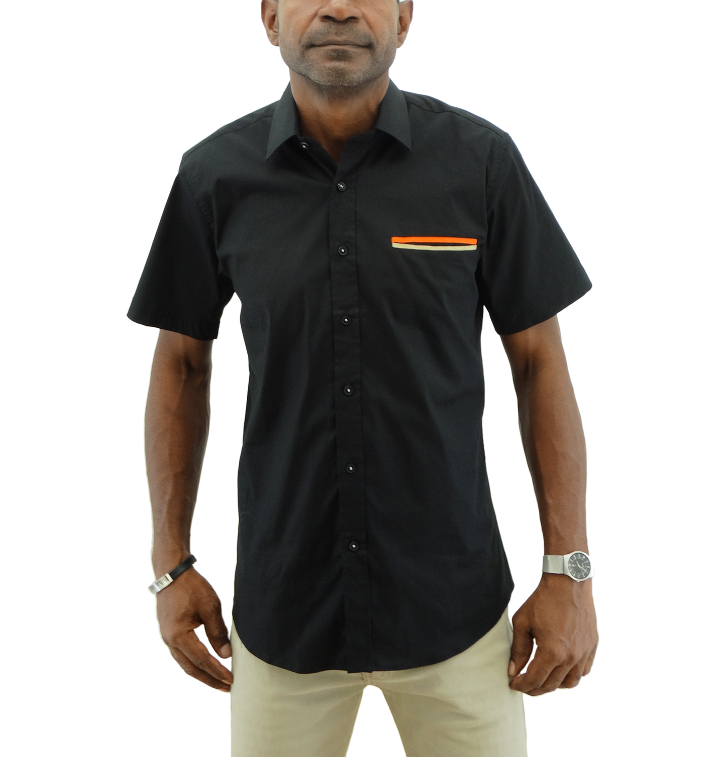 13S1938BLACKP, Oleg Cassini Men's Solid S/Sleeve Shirt