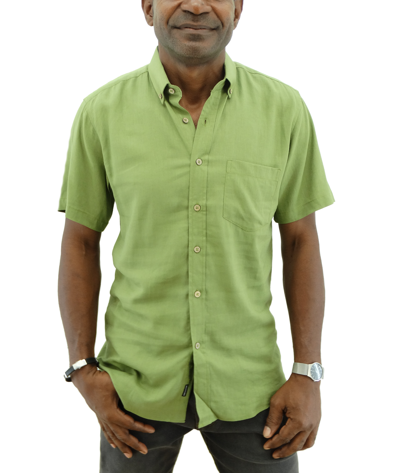 13S1939GREENP, Oleg Cassini Men's S/Sleeve Solid Linen Shirts