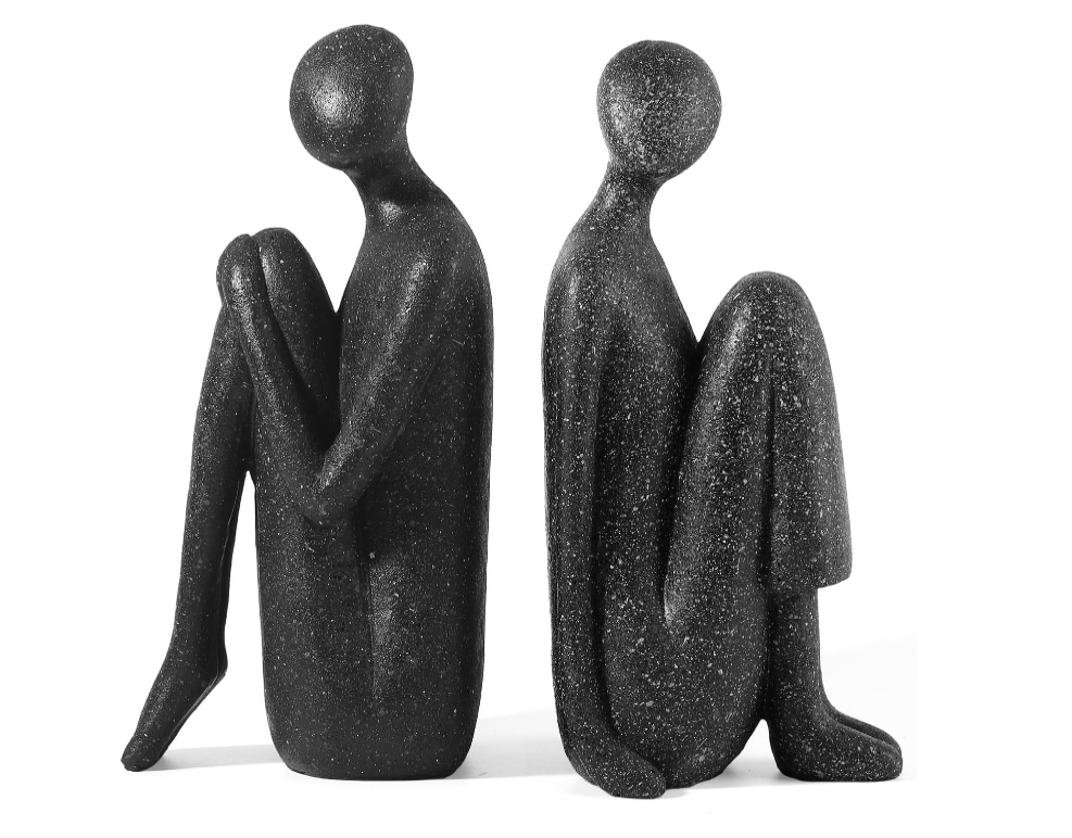 20240161, 2Pc Decorative Resin Bookends Yoga Sculptures