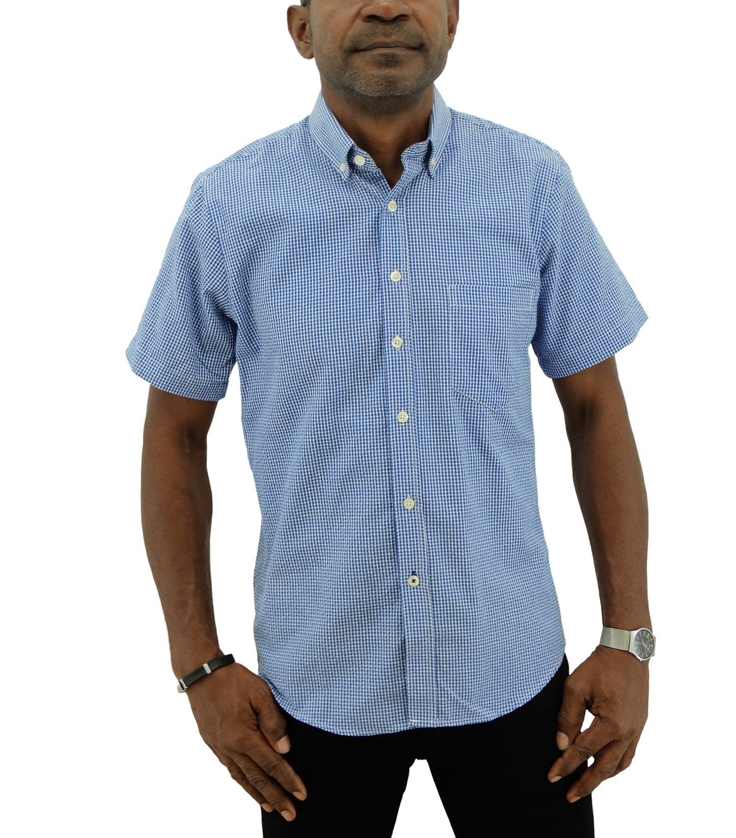 20C790, Jordache, Men's S/S Shirt- Plaid- (S-XL)