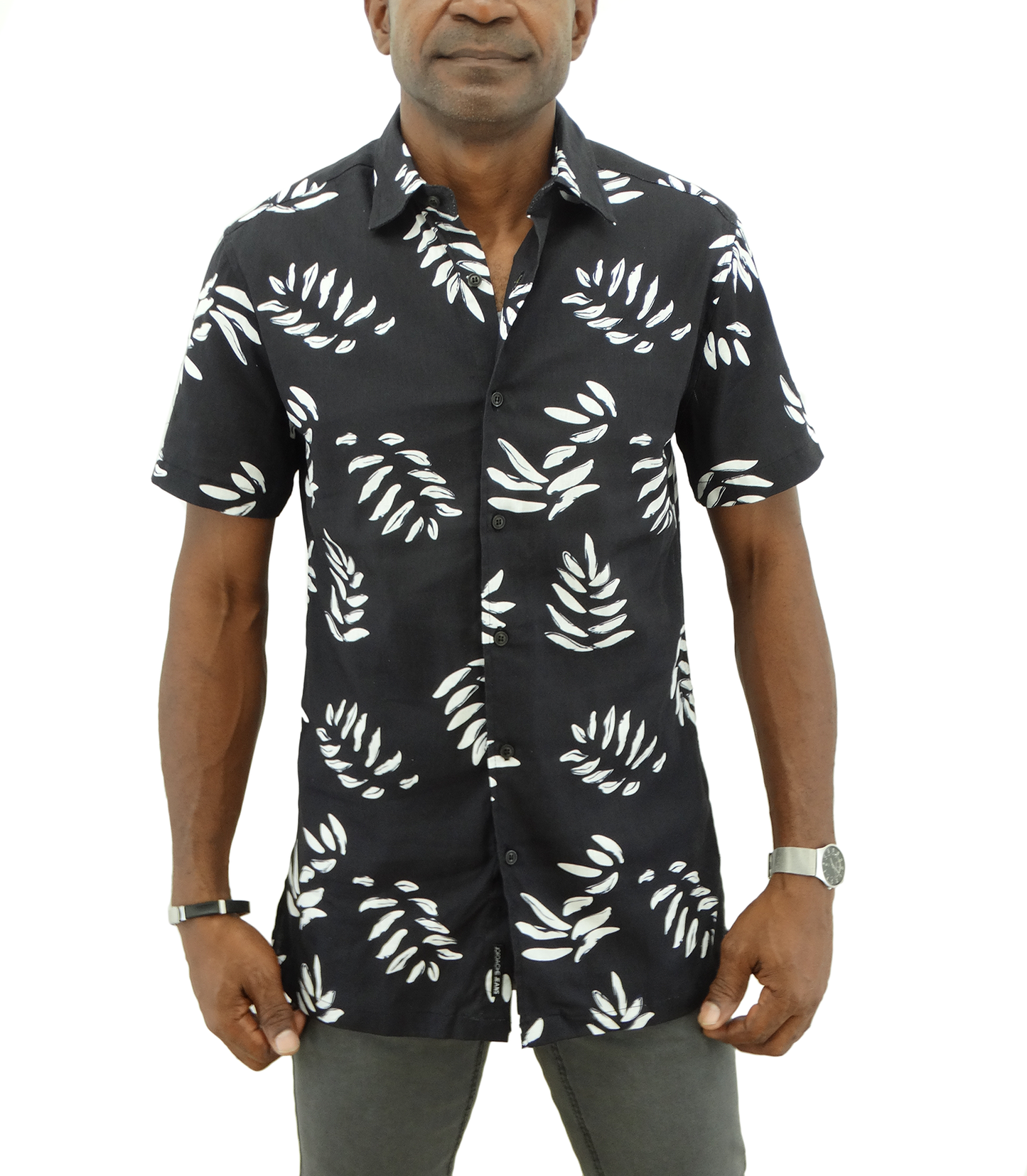 20C846, Jordache, Men's S/S Stretch Shirt- Printed- (S-XL)