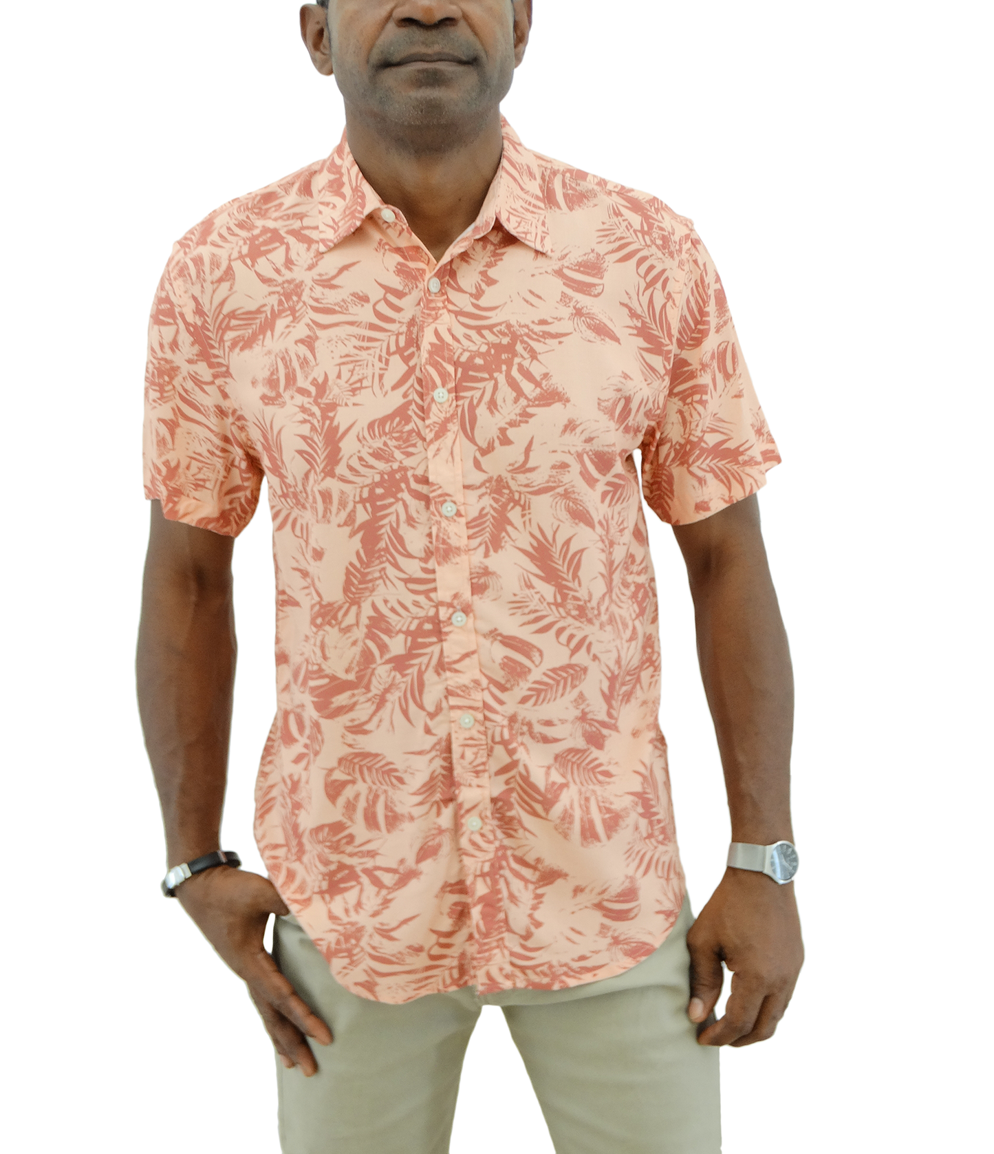 20CG1358, GSL - Men's s/s Viscose Print Slim Fit Shirt (S-XL)