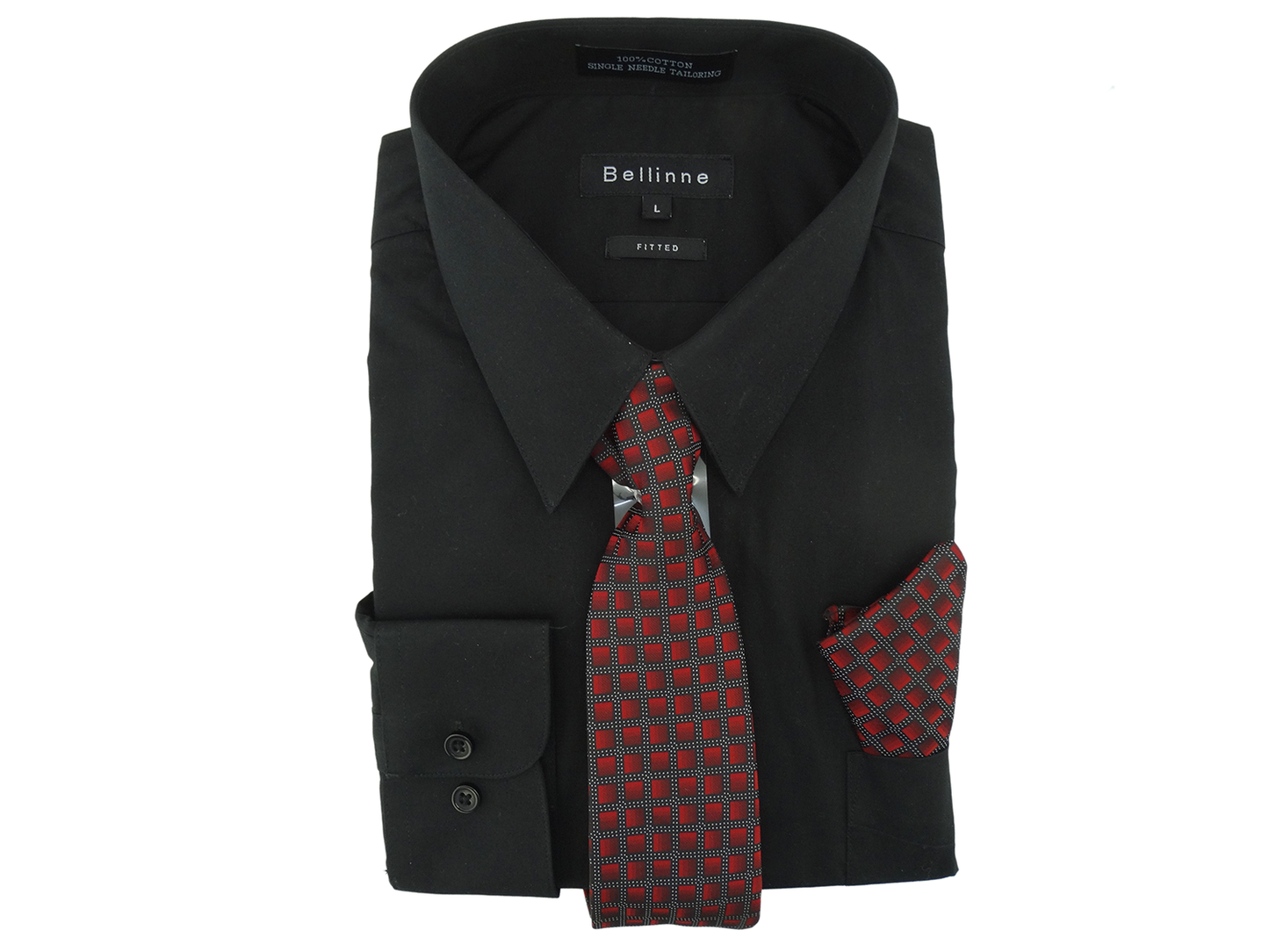 265-798 Bellinne - Men's L/S Fitted Shirt W/Tie