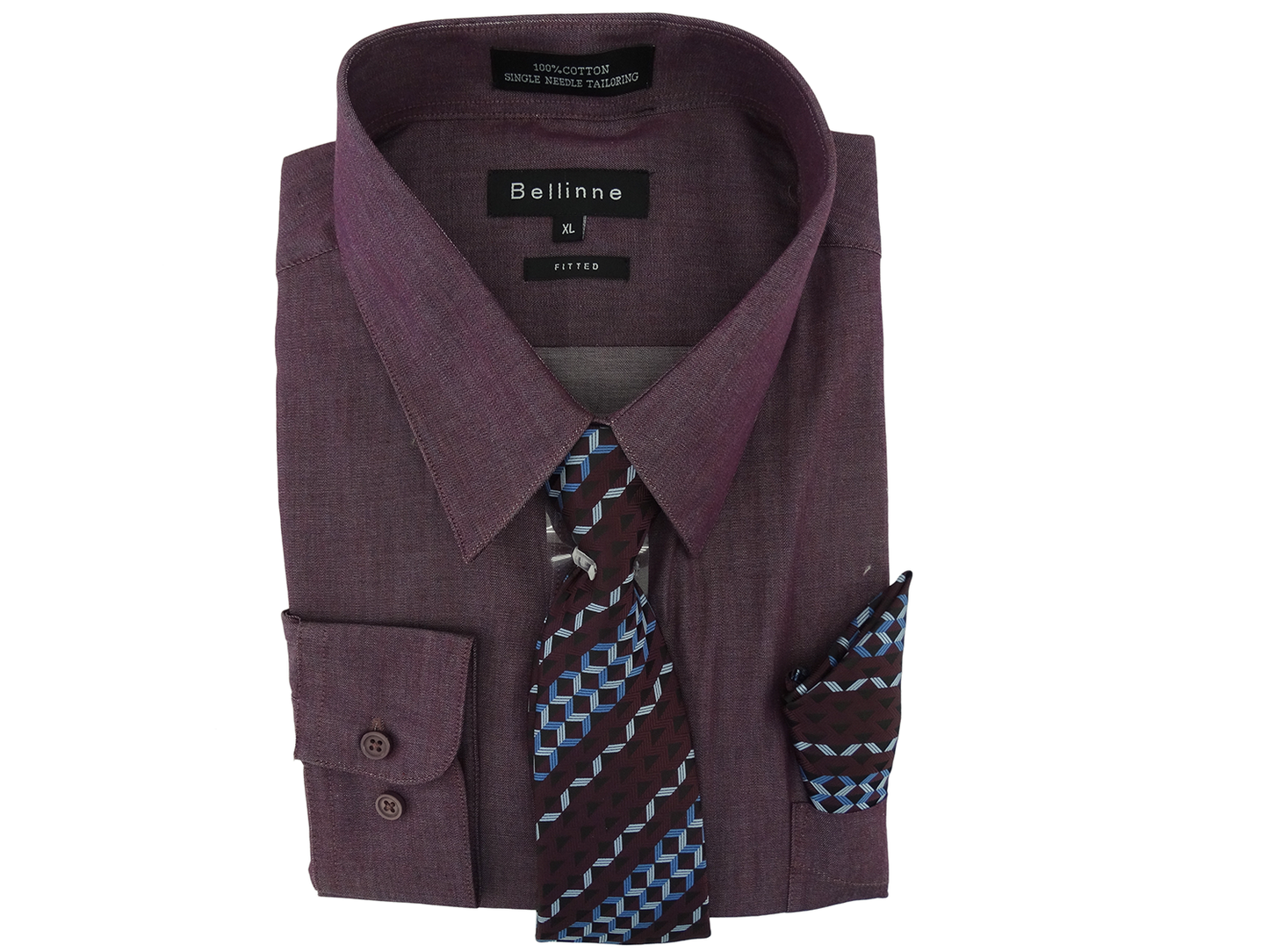 265-798 Bellinne - Men's L/S Fitted Shirt W/Tie