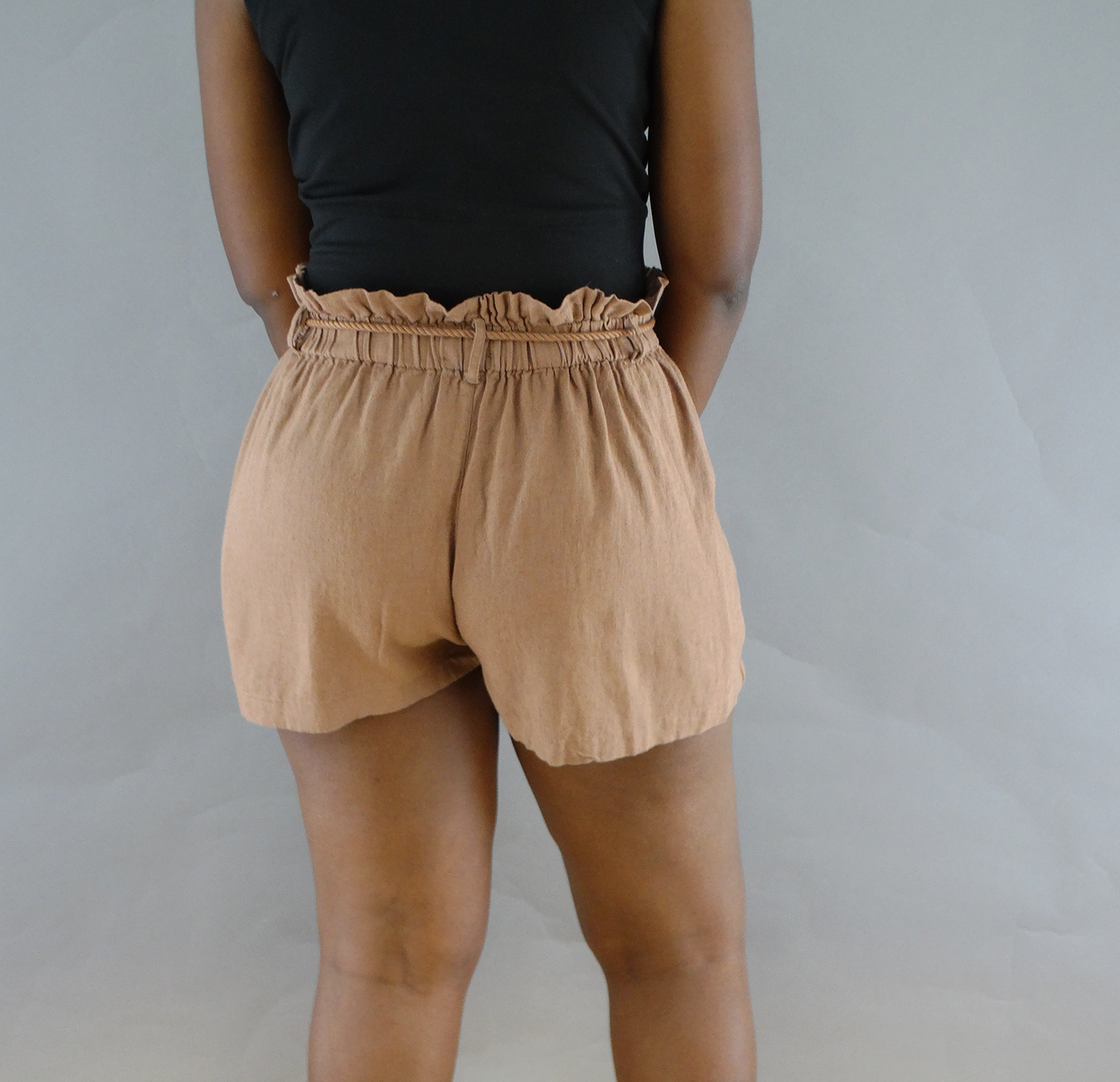 28966, Chances R - Women's Linen Paper bag Shorts w/Rope Tie (S-XL)
