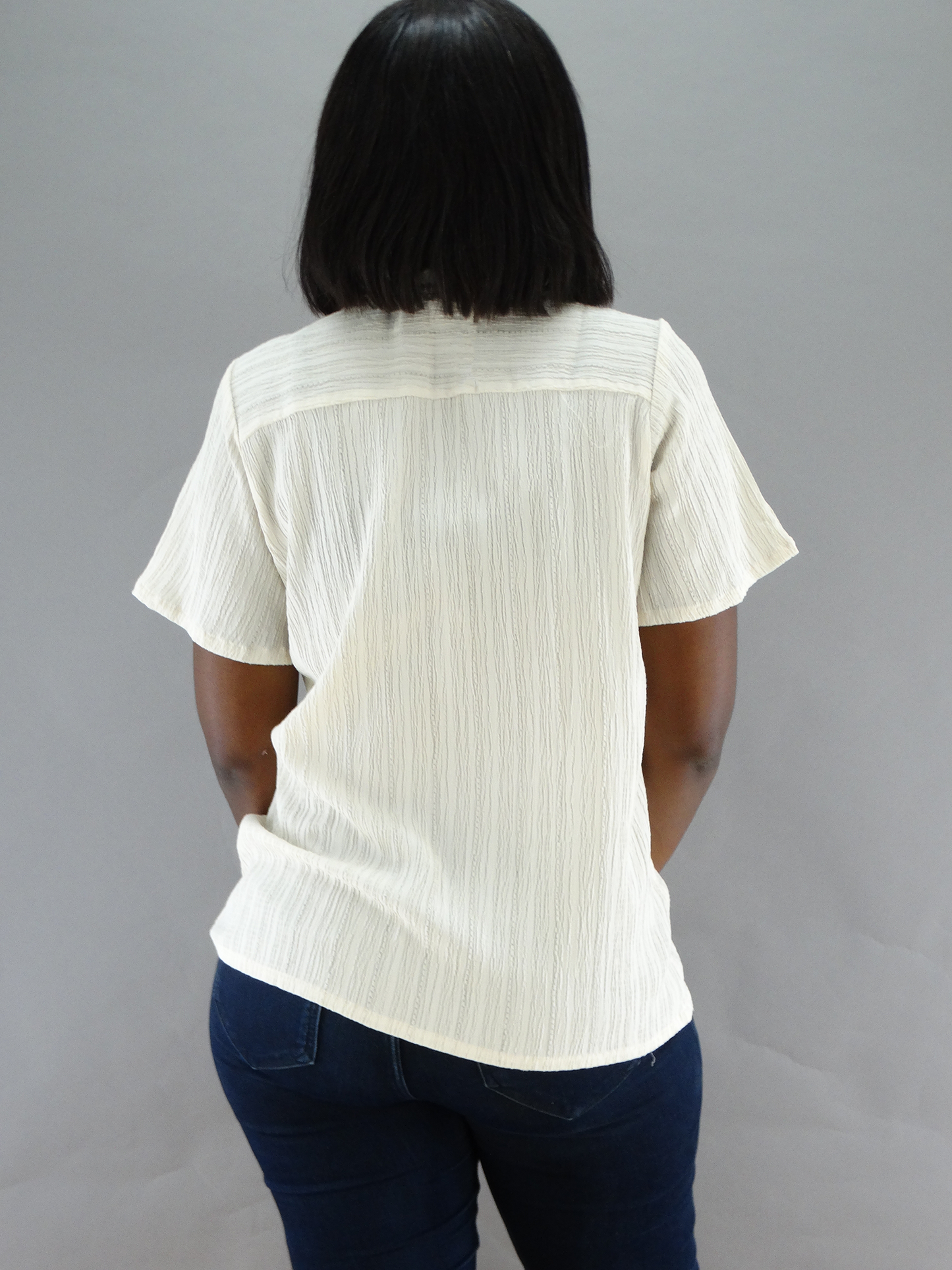 300352, Runway Ready - Women's S/S Ruffle Neck Crinkle Top (S-XL)