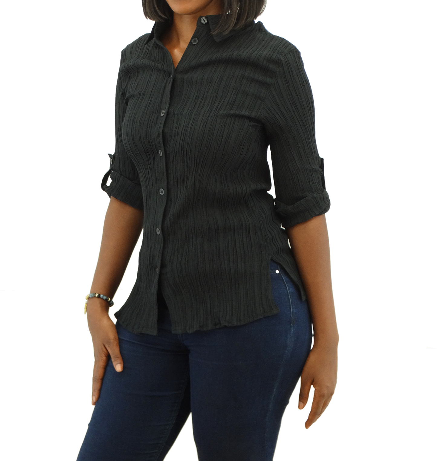 300381, Runway Ready - Women's 3/4 Sleeve Crinkle Shirt (S-XL)