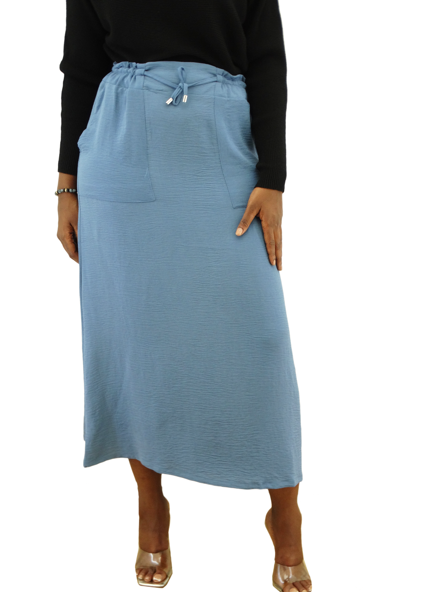 30172, Runway Ready - Women's Elastic Waist Drawstring Skirt (S-XL)