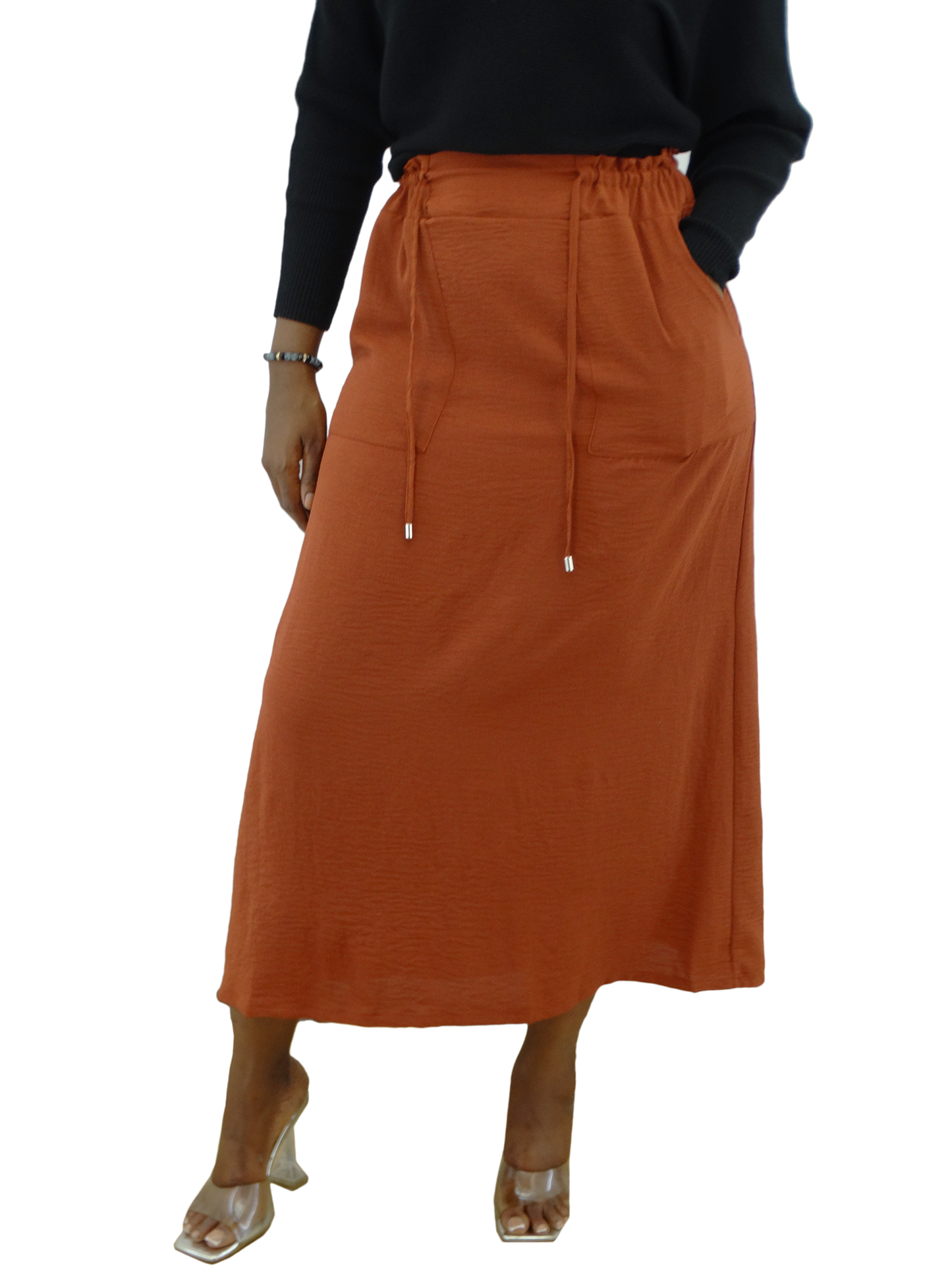 30172, Runway Ready - Women's Elastic Waist Drawstring Skirt (S-XL)