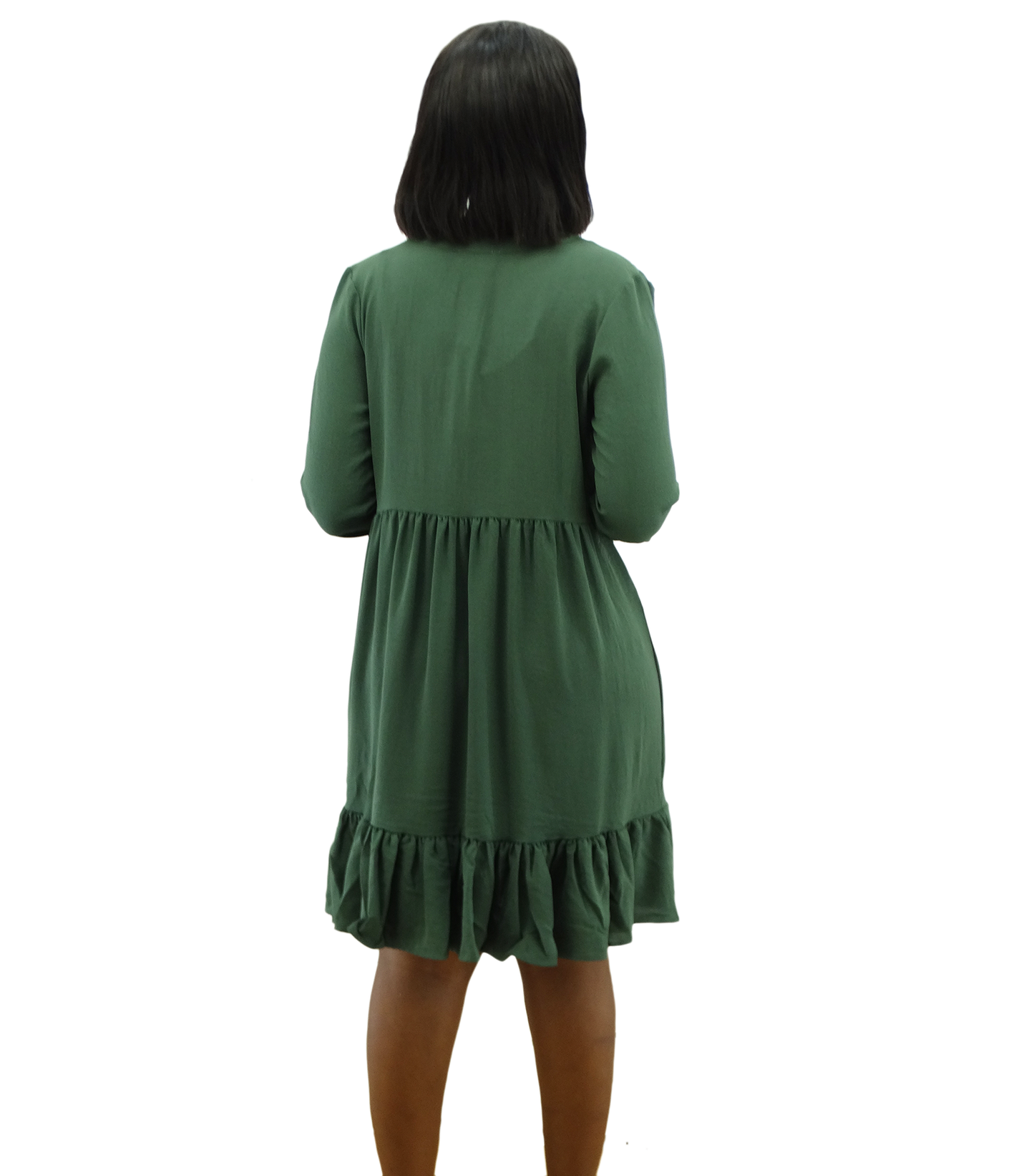 30179, Runway Ready - Women's L/S Split-Neck Ruffle Dress (S-XL)