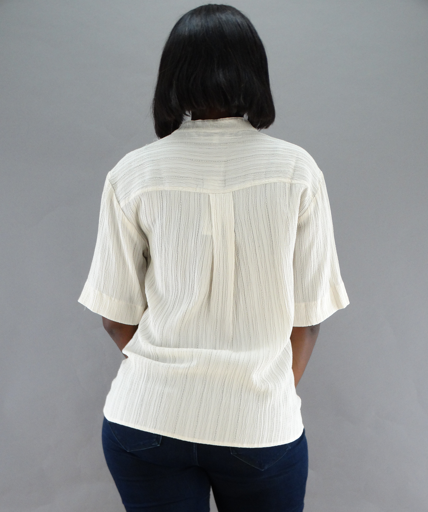 30398, Runway Ready - Women's Mandarin Collar Double Pocket Crinkle Top (S-XL)
