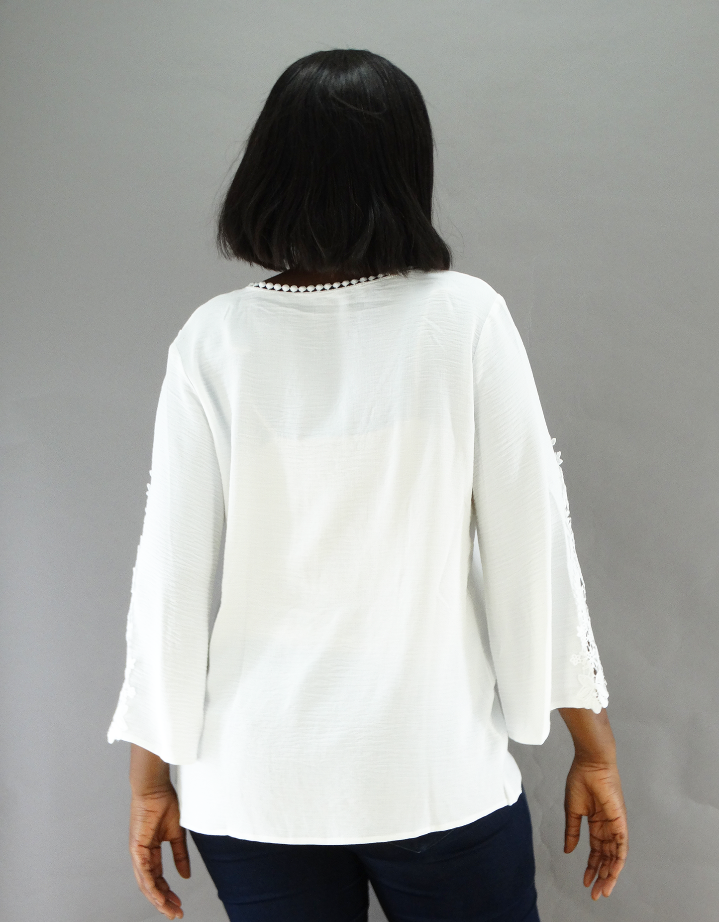 30421, Runway Ready - Women's V-Neck Embroidered Bell Sleeve Top (S-XL)