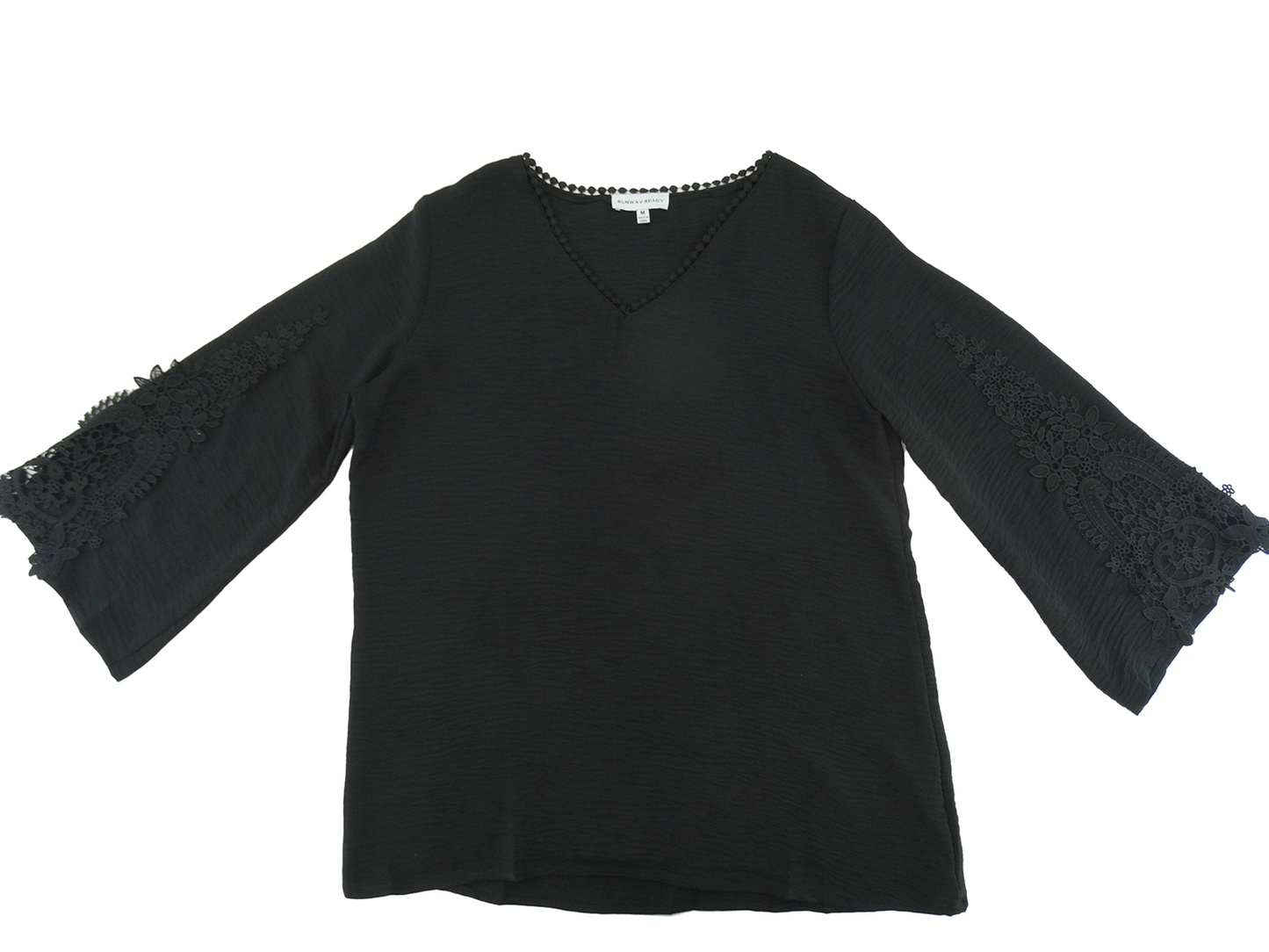 30421, Runway Ready - Women's V-Neck Embroidered Bell Sleeve Top (S-XL)