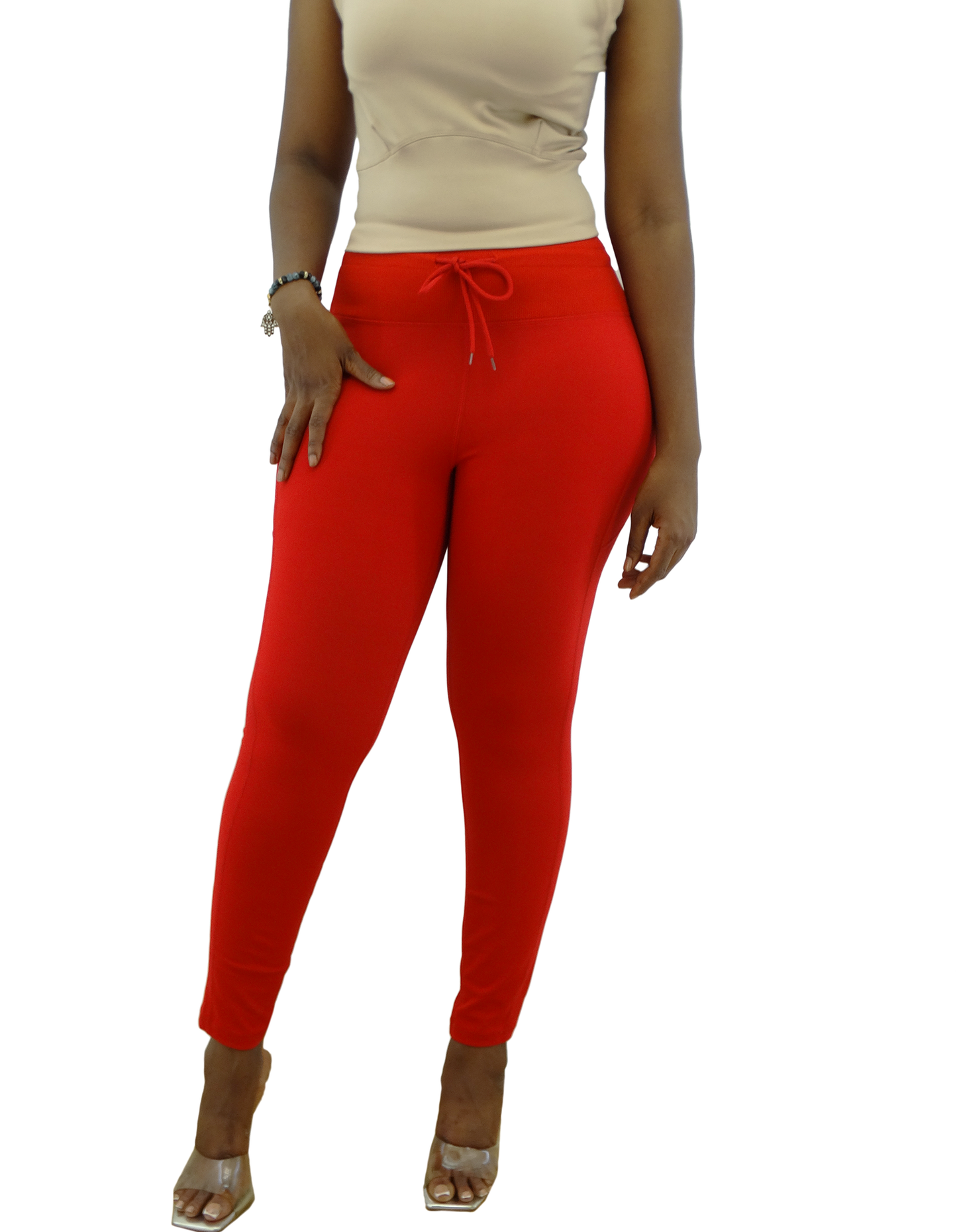 30431, Cotton Candy - Jnr Women's Drawstring Ribbed Waist Leggings (S-XL)