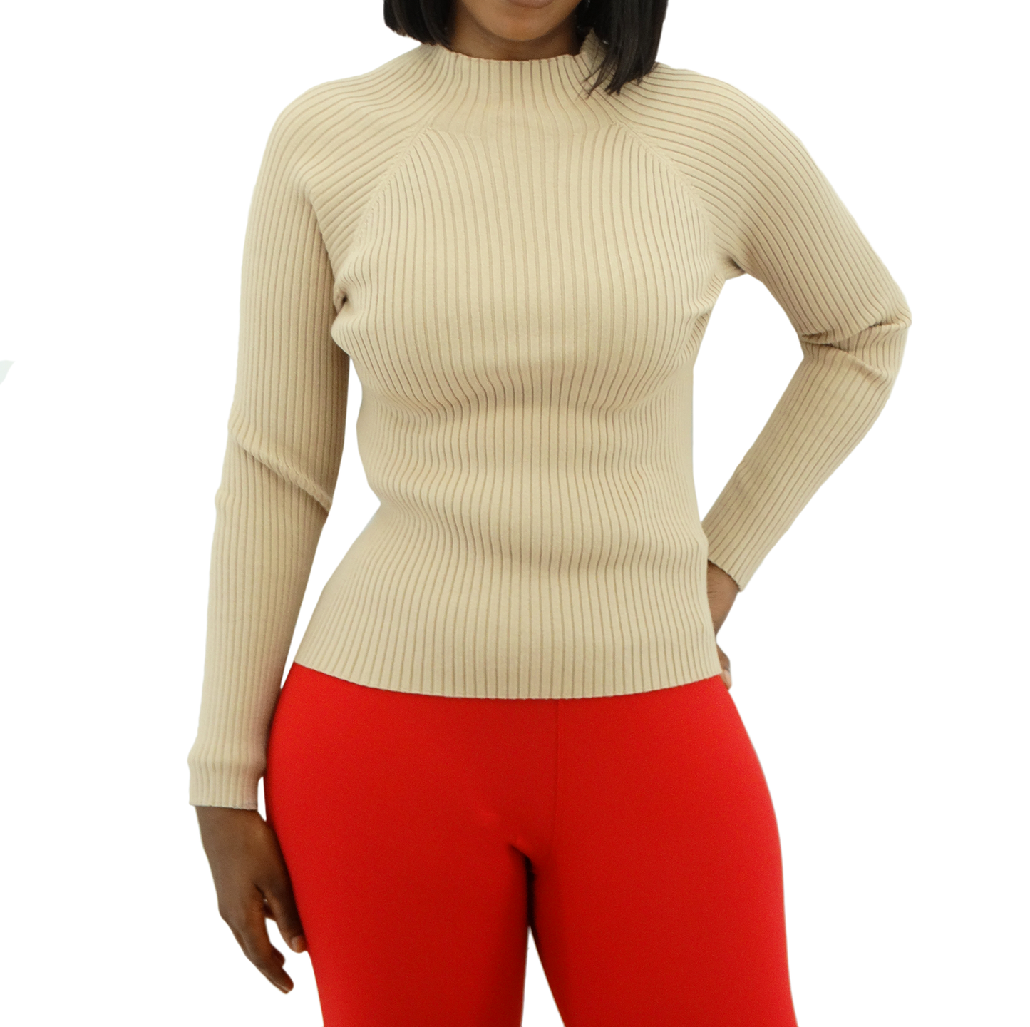 30439, Runway Ready - JNR Women's L/S Ribbed Mock Neck Sweater (S-XL)