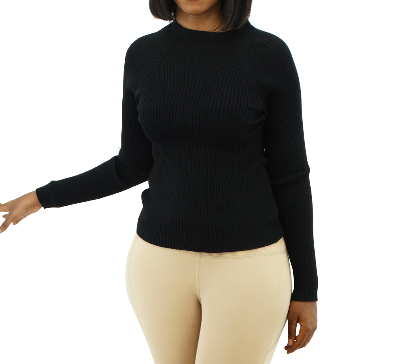 30439, Runway Ready - JNR Women's L/S Ribbed Mock Neck Sweater (S-XL)