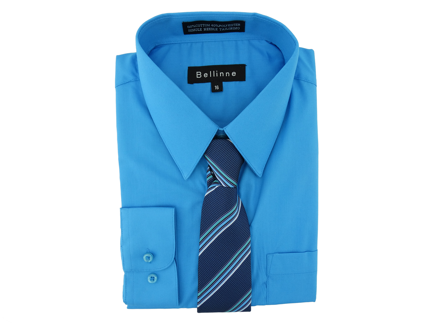 365-800 Bellinne Boys L/S Dress Shirt w/ Tie  Size (8-20)