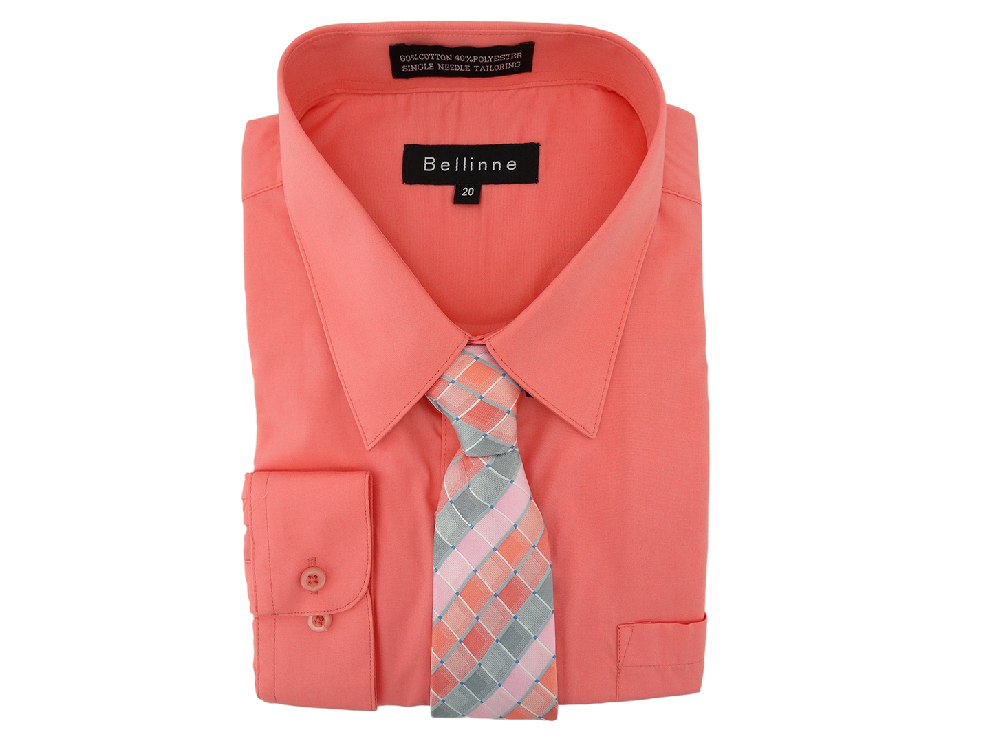 365-800 Bellinne Boys L/S Dress Shirt w/ Tie  Size (8-20)
