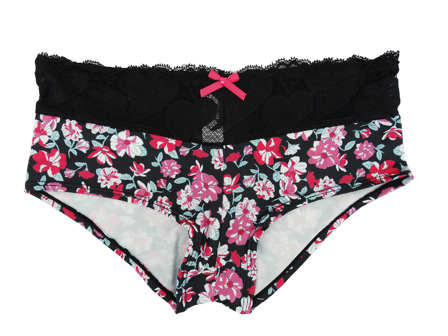 3PKBL1684, Lady Princess 3Pk Women Panties w/Lace (Floral Black)