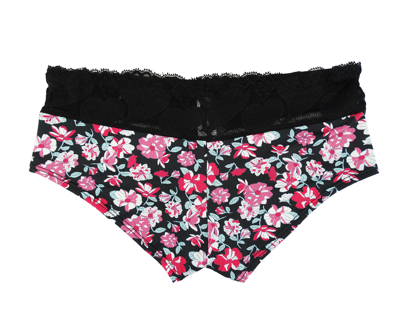 3PKBL1684, Lady Princess 3Pk Women Panties w/Lace (Floral Black)