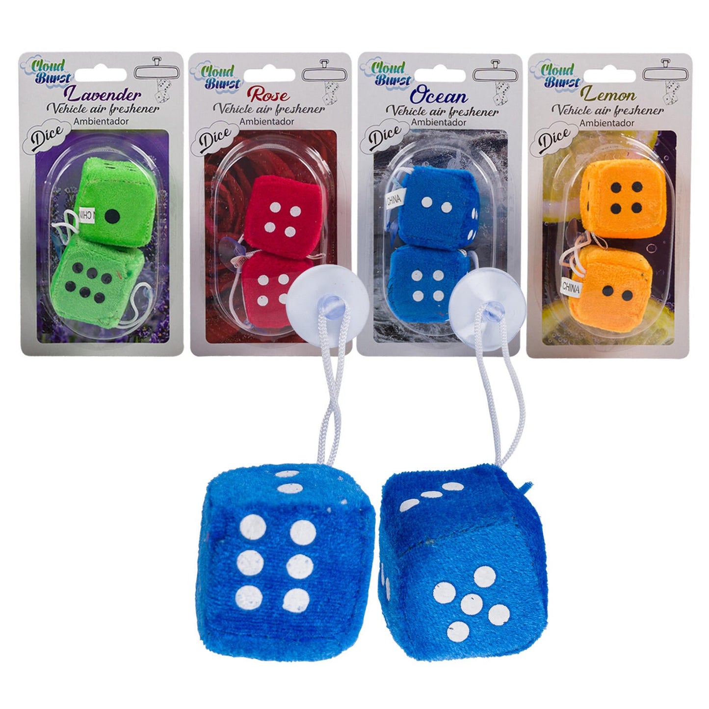 40988, Cloud Burst Plush Dice Vehicle Air Freshener