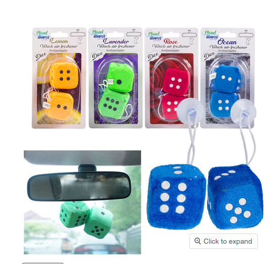 40988, Cloud Burst Plush Dice Vehicle Air Freshener