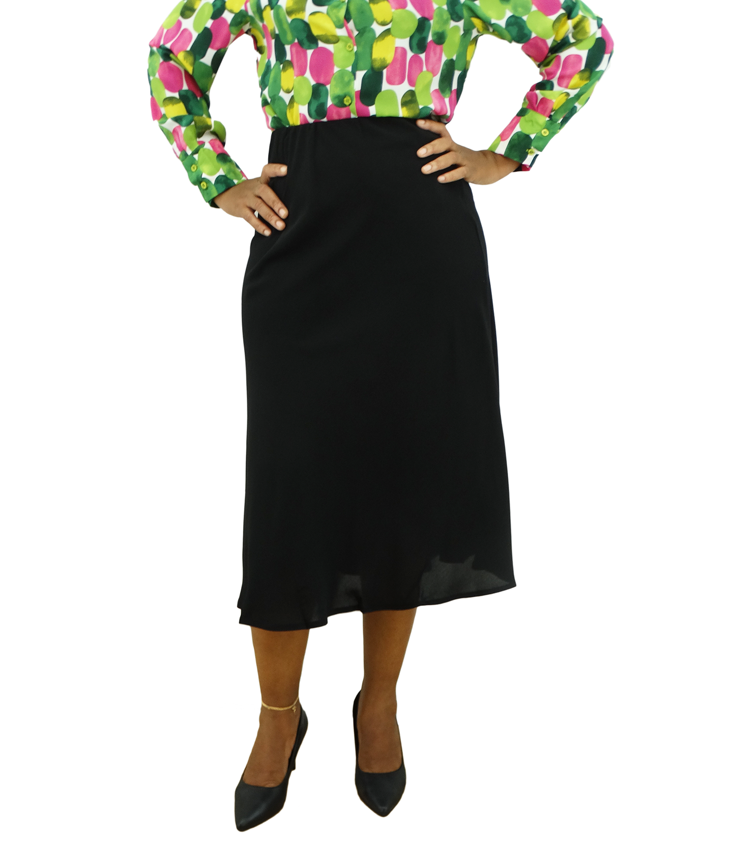 412190017NMZ, Praga Ladies Long Satin Skirt S-L