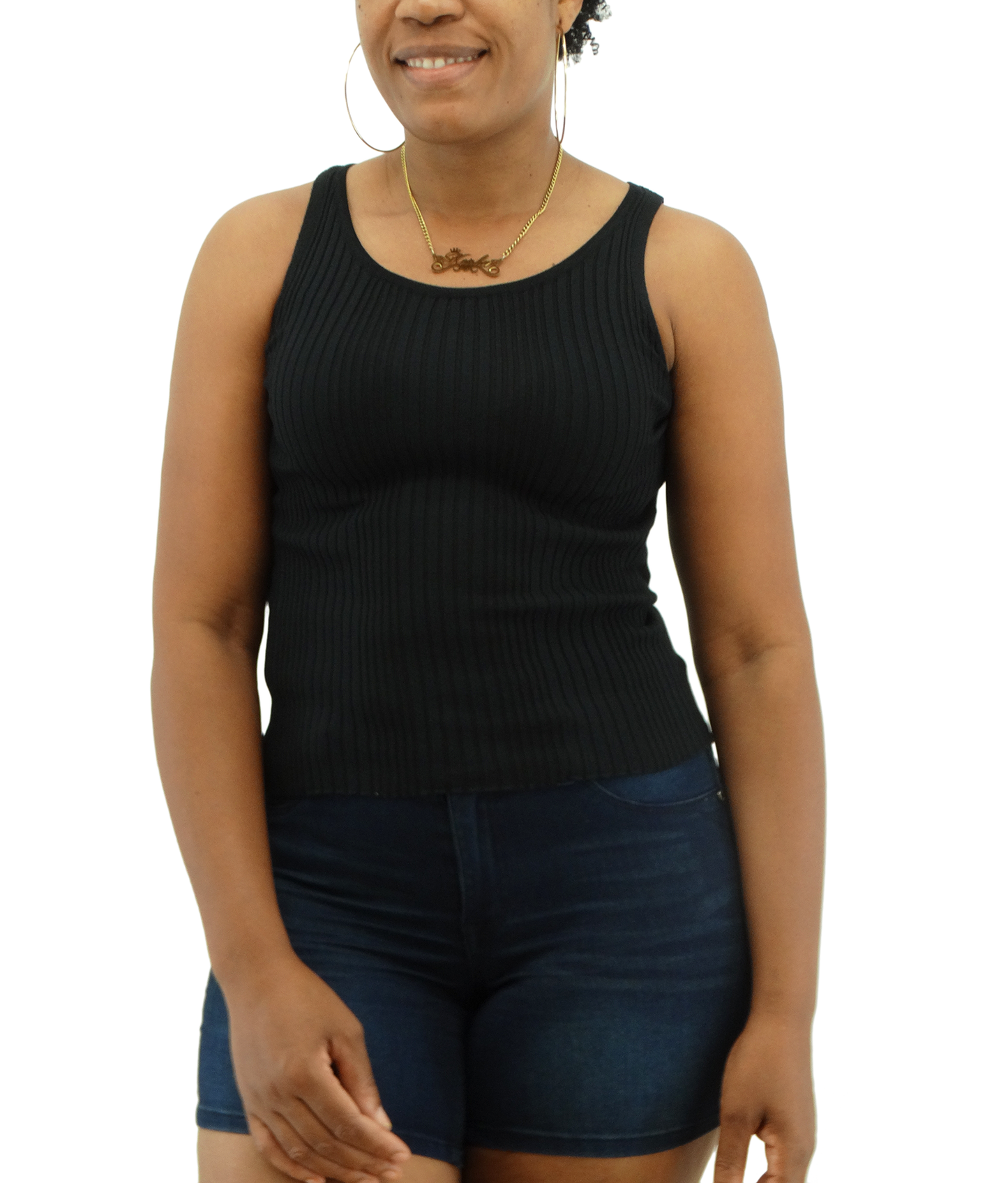 4121SWE01N, Ezra Ladies S/Less  Knit Top Black S-L