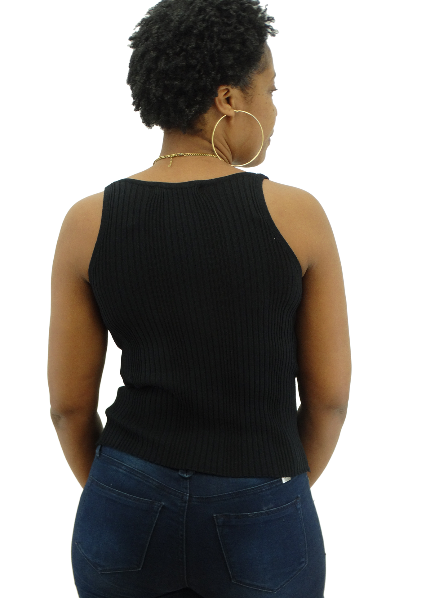 4121SWE01N, Ezra Ladies S/Less  Knit Top Black S-L