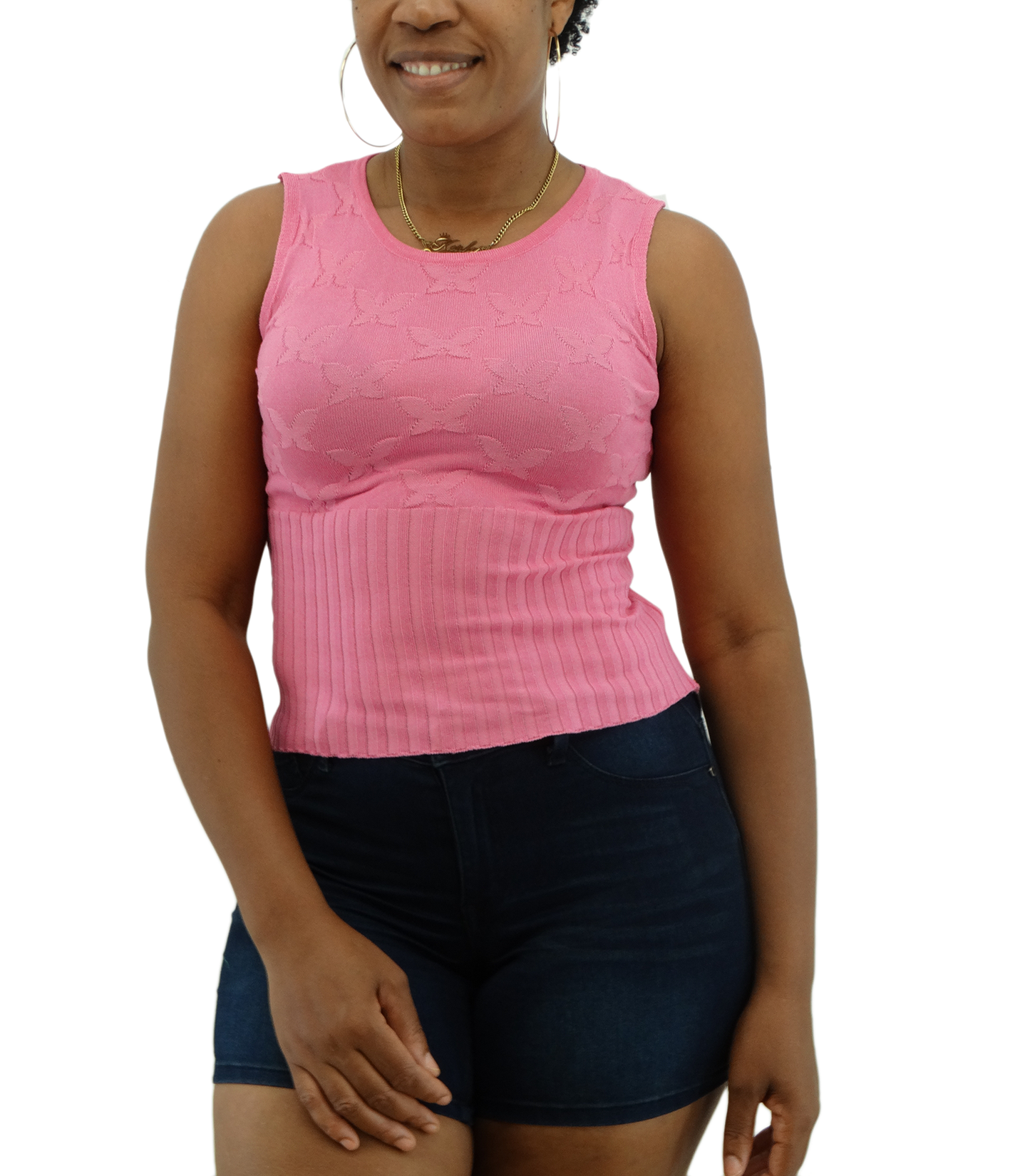 4121SWE10RS, Ezra - Ladies Knit Sleeveless Top Rose