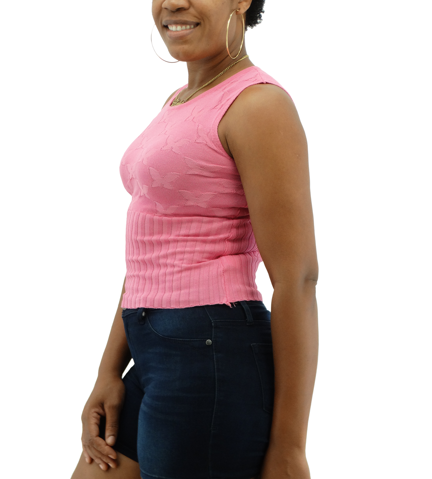 4121SWE10RS, Ezra - Ladies Knit Sleeveless Top Rose