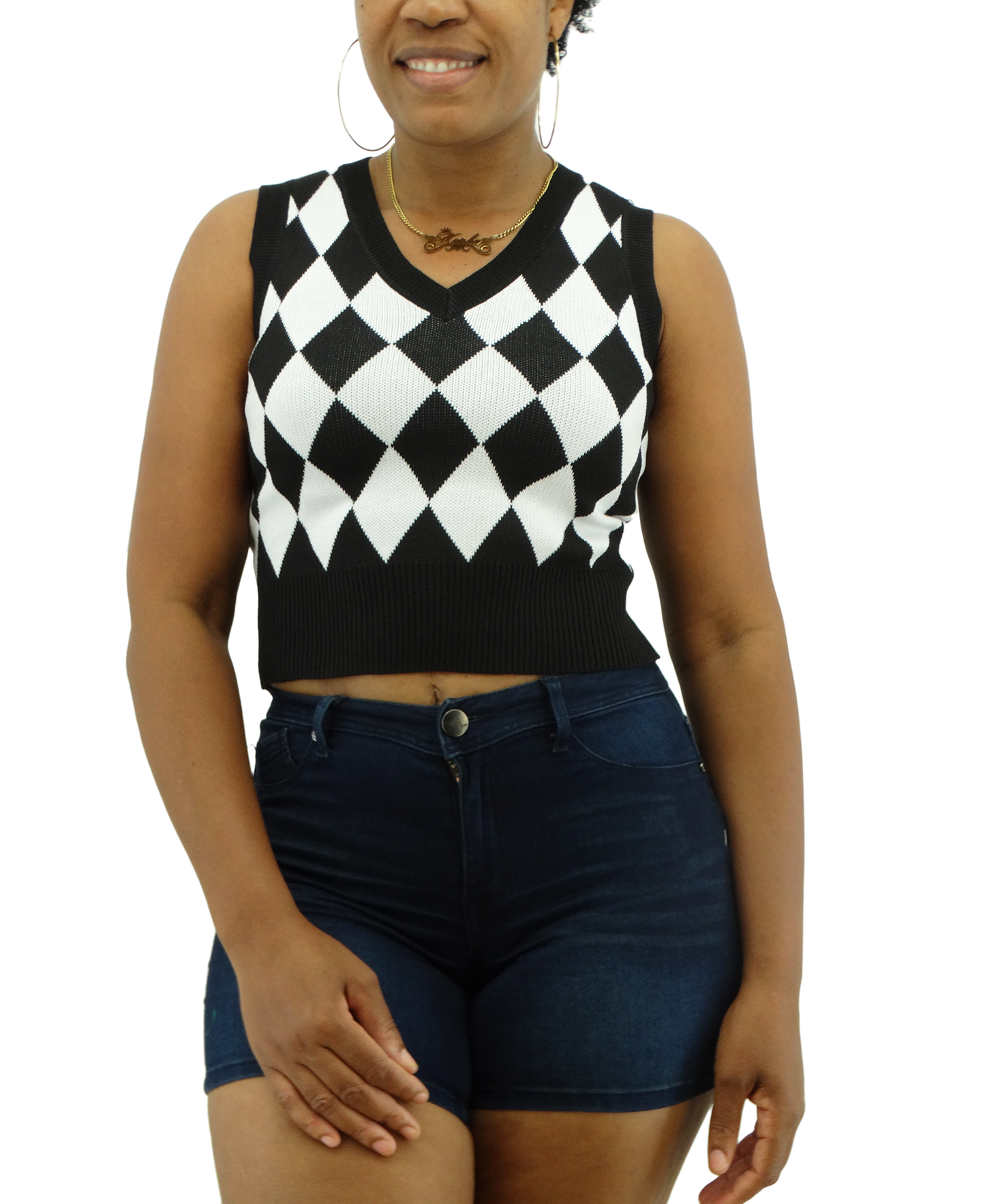 4122719N, Only You - Ladies Black & White Knit Top (S-L)