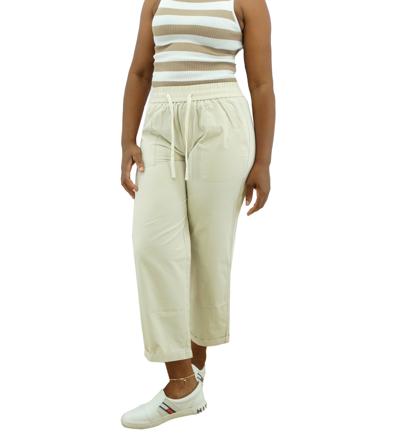 412280136CBN, Only You - Ladies Casual Crop Wide Leg Pants (S-L)