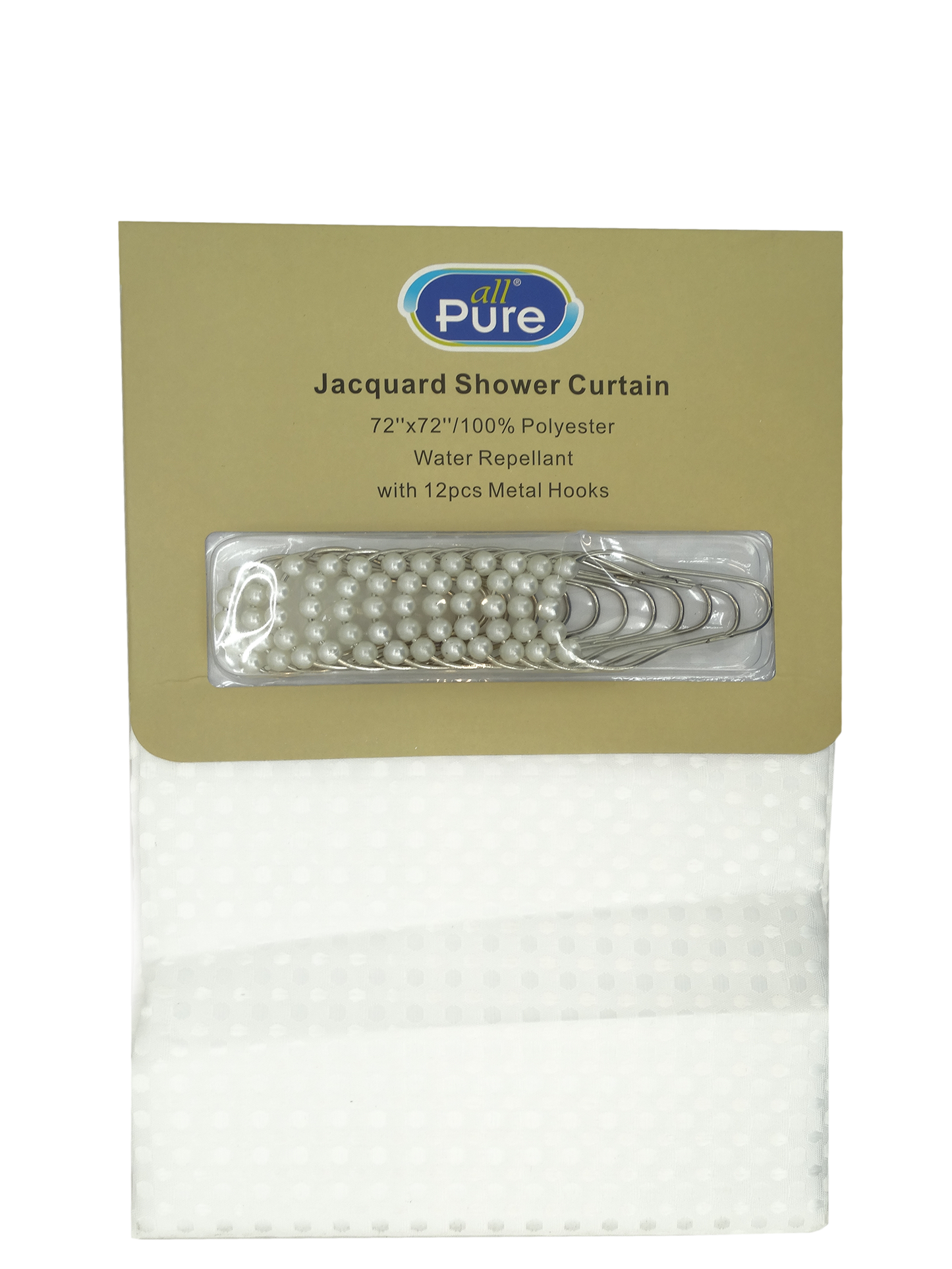 48008, All Pure - 13Pc Jacquard Shower Curtain Set